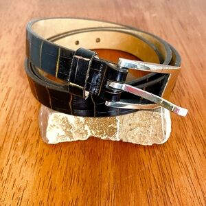 Martin Dingman Alligator and Italian Leather Men's Black Belt Real Leather